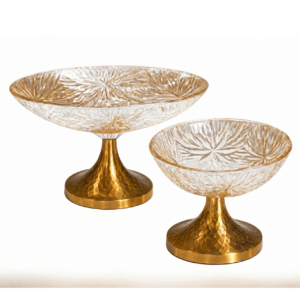 Bowl de Vidrio con base Dorada Pequeña